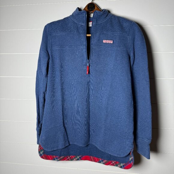 VINEYARD VINES- Size Small, Plaid Trim, 1/4 Zip Sweatshirt - Picture 1 of 10